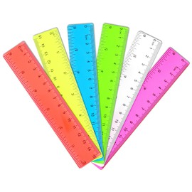 Thinp 6 Pack Rulers for Kids, Assorted Colors 15cm/6inch Ruler Small Ruler Plastic Flexible Rulers with Centimeters and Inches Shatterproof Mini Ruler for Classroom School Home Office (6)
