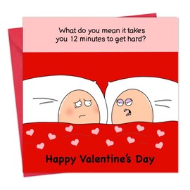 Twizler Funny Valentine's Day Card - Eggs Getting Hard - Valentine Card for Husband Wife or Boyfriend Girlfriend or Partner - Valentine's Card for Him Her or Fiance Fiancee
