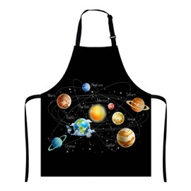 Wasach Solar System Planets Stars and Milky Way Galaxy Space Adjustable Bib Apron, Cooking Kitchen Apron for Men Women