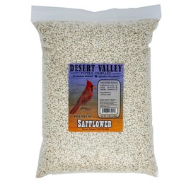 Desert Valley Safflower Seed, All Natural, Non-GMO Premium Wild Bird Food for Cardinals, Jays, Doves and More (5 Pounds)