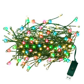 FairyGlim USB Powered Christmas Lights, Waterproof Dark Green Copper Wire Fairy Light String Light for Garland, Wreath, Patio, Garden, Wedding, Party, Xmas (Multicolor, 200 LED)