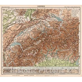 Historic Map : Switzerland,No. 24. Schweiz. 1902, Vintage Wall Art : 18in x 16in