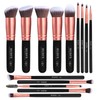 MUBOX 14 Brochas de maquillaje kabuki Rose Gold Profesionales Gran Aplicacin Suaves y Firmes100 Veganas y cruelty free (Negro)                        