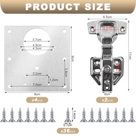 Hinge Repair Plate Kit 4Pcs Hinge Repair Plate and 2Pcs Door Hinges for Fixing Cabinet Door Kitchen Cupboard Soft Close Broken Wardrobe Hinge Repair with 36Pcs Screws