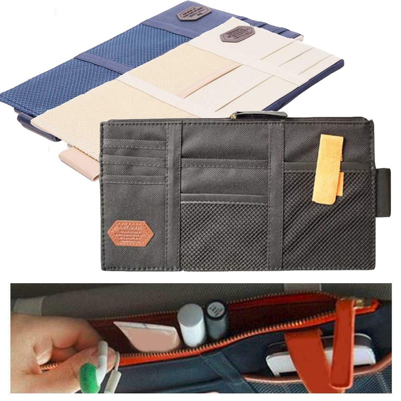 Car Sun Visor Organiser, Riloer Car Interior Accessories, Storage Bag,