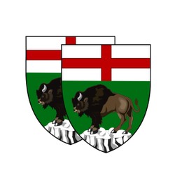 2 PACK: Large Canada Provinces Coat of Arms Flag Sticker Canadian Emblem Decal, Banner Decor Waterproof Decals For Cars Laptop Window Laptop (Manitoba)