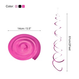 sourcing map 30 Pcs Party Hanging Swirls Double Strip Hanging Decorations 24 inch Foil Swirling Hanging Plastic Ceiling Streamers for Birthday Party with Hang Tag Hook (Black,Pink,Rose Red)