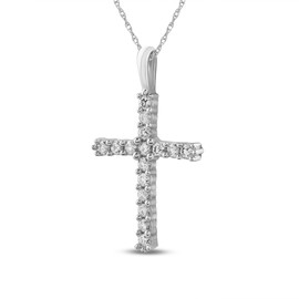 Lab Grown Diamond Cross Pendant Necklace for Women, 1/4 CTTW, Sterling silver 925 Chain Necklace, Elegant Box Packing