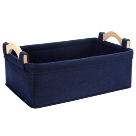 KWLET Rectangle Storage Baskets Navy Blue Storage Baskets Soft Decorative Storage Baskets Nursery Storage Basket Bins for Books Magazines Album Dog Toys Bra Socks Storage Bins Baskets