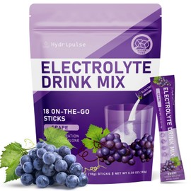HydriPulse HydriPulse Electrolytes Powder Packets - Sugar Free, Naturally Flavored, 10 Electrolyte & Vitamins Electrolyte Drink Mix - Grape Flavors, Keto Friendly, Vegan, Non- GMO, 18 Packets