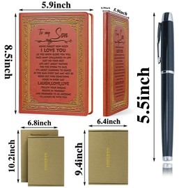 JOHSBYD To My Son Leather Journal Notebook Gifts for Son,Brown A5 Lined Leather Journal Notebook,200 Pages 100 Gsm Thick Ruled Paper With Pen,Birthday Christmas Gifts for Son from Mom Dad (Son Brown)