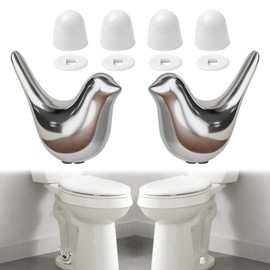 MENNTY 2Packs Ceramic Silver Birds Toilet Bolt Covers & 4Packs Universal Toilet Bolt Caps, Cute Bathroom Decorative Toilet Floor Screw Cover Caps Easy Installation