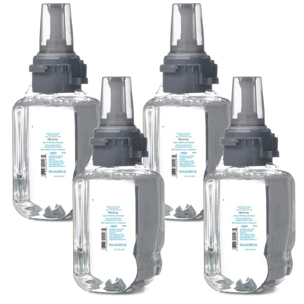 Provon Clear & Mild Foam Handwash, Fragrance Free, EcoLogo Certified, 700 mL Foam Hand Soap Refill ADX-7 Push-Style Dispenser (Pack of 4) - 8721-04