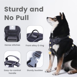 Pawaii No Pull Dog Harness with Pet ID Tag,Reflective Strips No Choke Front O Ring Breathable Mesh Adjustable Soft Padded Pet Vest with Easy Control Handle for Medium Dogs