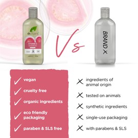 Dr Organic Guava Shampoo, Vitamin C, Coloured Hair, Mens, Womens, Natural, Vegan, Cruelty-Free, Paraben & SLS-Free, Organic, 265ml, Packaging may vary
