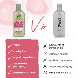 Dr Organic Guava Shampoo, Vitamin C, Coloured Hair, Mens, Womens, Natural, Vegan, Cruelty-Free, Paraben & SLS-Free, Organic, 265ml, Packaging may vary
