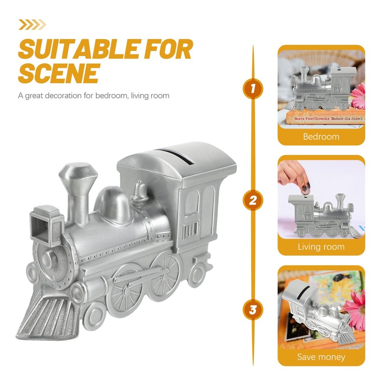 VORCOOL Steam Train Shaped Coin Bank Money Box Piggy Bank