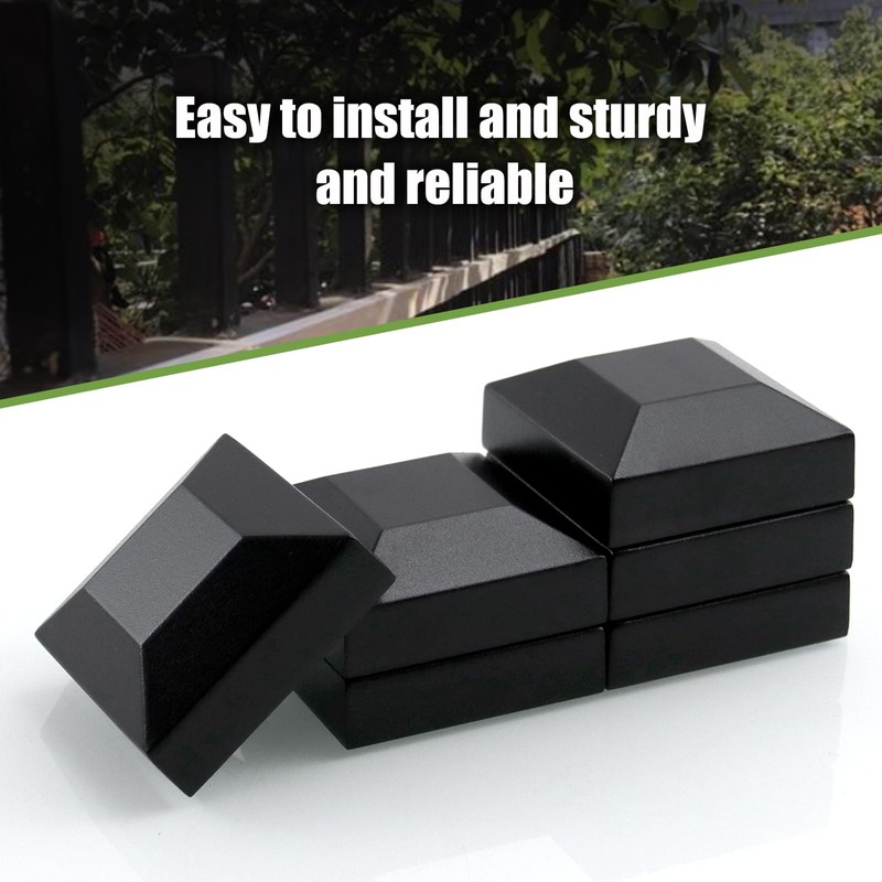 CNQLIS Aluminum Fence Post Caps 2" x 2" Black Post
