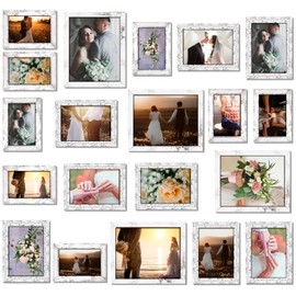 Namalu 20 Pcs Gallery Wall Frames Set Rustic Picture Frames Collage Assorted Photo Wall Decor Pack for Hanging or Tabletop Display Multi Sizes with 8 x 10, 5 x 7, 4 x 6 (White)