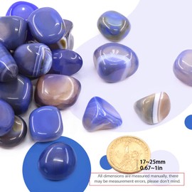 Hilitchi Blue Agate Stone Tumbled Stones for Plants Cacti & Succulents Bedding, Vase Filler, Landscape Bottom Decoration (About 1lb(455g)/Bag)