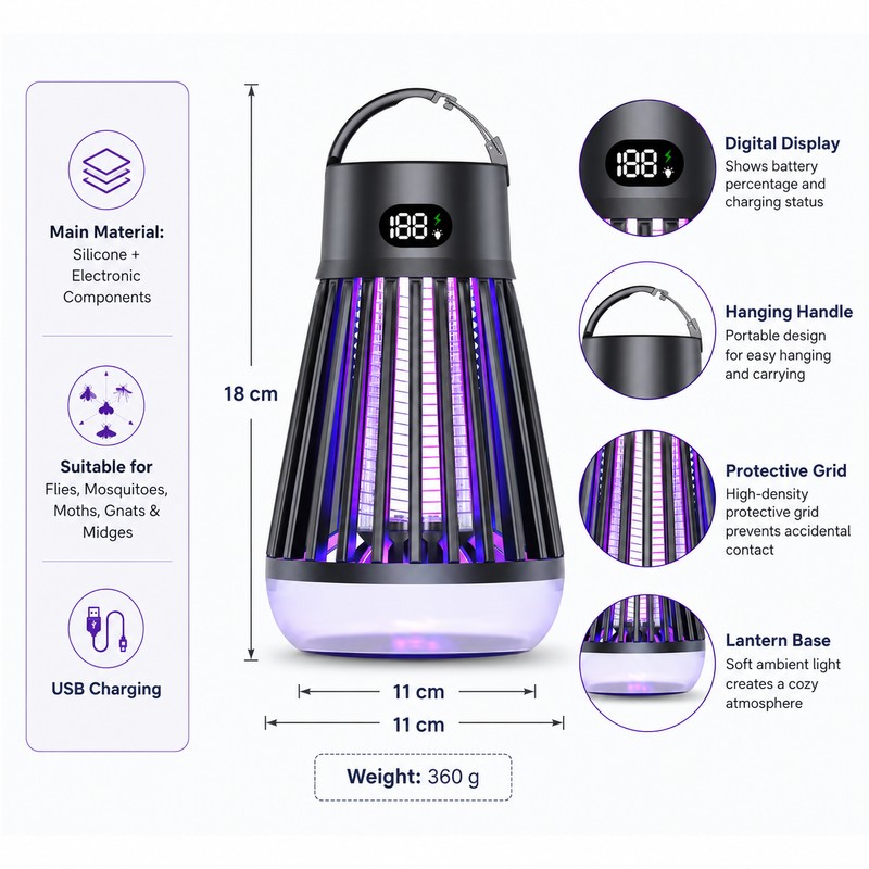 USB Rechargeable Mosquito Lamp for Indoor & Outdoor Use –