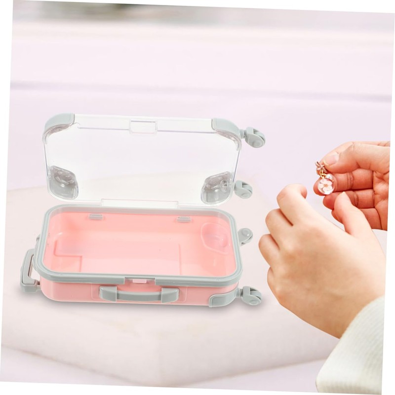 Garneck 2pcs Mini Plastic Suitcase Makeup Box - Portable Hard