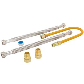 Eastman Gas Water Heater Installation Kit, 18 Inch Corrugated Stainless Steel Water Heater Hoses, 24 Inch Yellow Gas Supply Connector, 48280