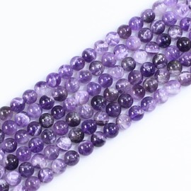 6mm Natural Amethyst Gemstone Round Loose Beads for Jewelry Making Chakra Crystal Stone Beads for Bracelets Necklace Earrings Making Supplies (60-62pcs/Strand)