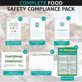 HarmonyDelta Publications Safer Food Better Business for Caterers Revised Updated 2025 1 x Food Safety Manual & 1 x 13 Month Diary & 1 x Fridge Temperature Records & 3 x Food Allergen Signs & 4 x Food Allergens Charts