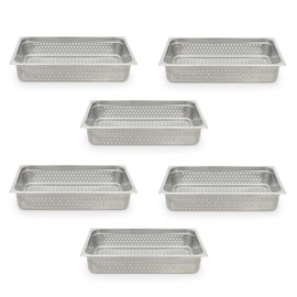 Adcraft Perforated Steam Table/Hotel Pan, Full Size, 4" Deep, Pack of 6, in Stainless Steel (PP-200F4)
