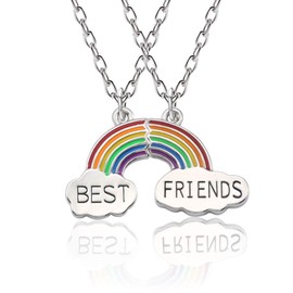 MJartoria BFF Necklace for 2-Rainbow Best Friend Necklace Friendship Necklace Best Friends Forever Necklaces Valentines Day Gifts