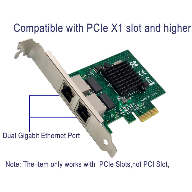 Dual-Port PCIe Gigabit Ethernet Server Adapter with NetXtreme BCM5720-2P Chipset