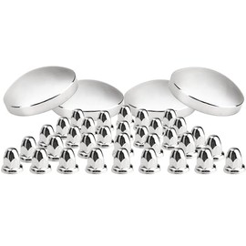 Vitonsbay Semi Truck Hub Cap Cover - Inside Diameter 8" (About 203.20 mm) Dome Rear Hub Caps Kit - Premium 304 Stainless Steel Mirror Finish- for Rear Wheel Universal Fit - 2 Pc Pack, Lip: 1"