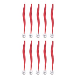 10PCS Double Layer Squid Hooks Long Handle Stainless Steel Bait Hook Jigs for Sea Fishing Red Large