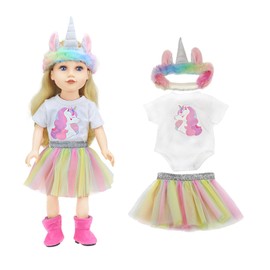Ruikdly Doll Clothes 36-45 cm, Unicorn Doll Clothes, Outfits for Baby Dolls, 18 Inch Dress, Doll Dress with Clothes, Dresses, Hats, Children's Gifts, Girls Boys