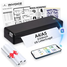 Portable Thermal-Printer Wireless for Travel - Inkless Bluetooth Printer Support 8.5" X 11", US Letter&Legal, A4&A5, 4/3/2" Tattoo Paper,Label Sticker, Compatible w/Phone & Laptop for Office Home Use