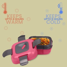 Lunch Box - Pinnacle Inulated Leak Proof Lunch Box for Kids/Adults - Stainless steel Thermal Lunch Box Container for School Set of 2 Sizes (Pink, 16-32 oz)