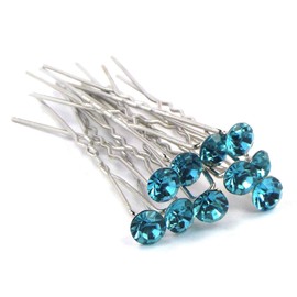 Weddecor 5pcs Turquoise Hair Pins with Large Diamante Rhinestone Crystal for Women Girls Curls and All Type of Hair Wedding Bridal Accessories