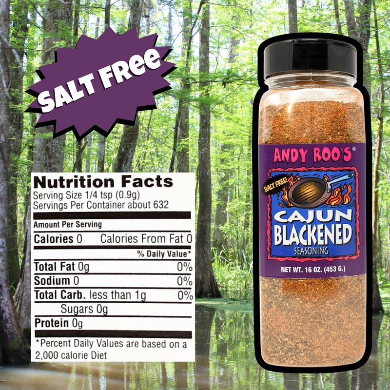 Cajun Blackened Seasoning (Salt-Free, No MSG), 20 Ounce Bulk Shaker.