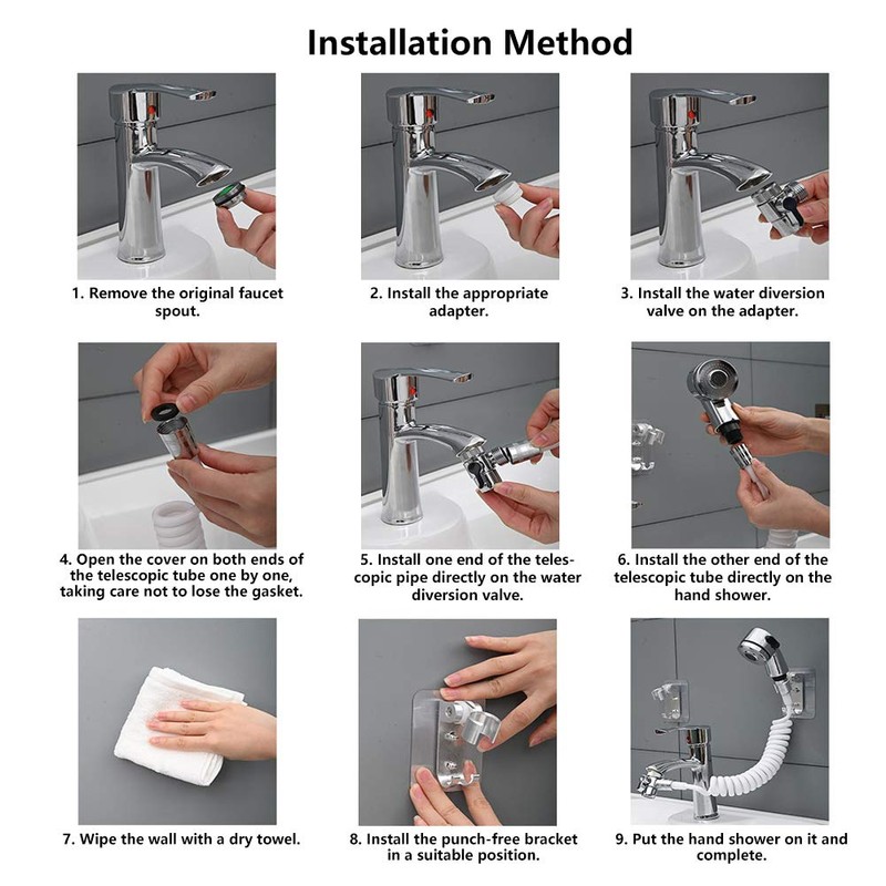 Zerodis. Hand Shower Set, Washbasin, Shower Head with Hose, Water