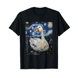 Funny Goose Duck - Van Gogh Style - Starry Night T-Shirt