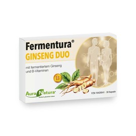 Aura Natura - Fermentura Ginseng Duo Capsules - Fermented Ginseng Extract - With 3 Different Ginseng Varieties - Contains Vitamin B2, B6, B12-30 Capsules