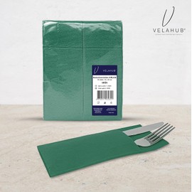 VelaHub Airlaid 50 Cutlery Personal Care, High-Quality Disposable Napkin, 32 x 40 cm, Green