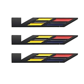 3pcs New V Car Body Trunk Lid Sticker Badge Emblem Replacement for ATS CTS SRX XTS (Yellow Red)
