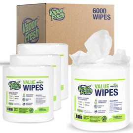 Vapor Fresh Value Wipes - 4 x 1500 Count (6,000 Total Wipes) Plant Based Cleaning for Gyms, Fitness Studios, Retail and Schools - Refill Rolls Fit All Dispensers - Unscented