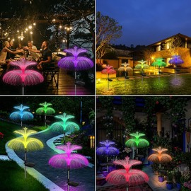 Miners2000 Solar Garden Lights 3 Pack New Upgraded Solar Outdoor Lights Waterproof 7 Color Changing Double Jellyfish and Star Solar Flower Lights for Christmas Outdoor Yard Garden Decor