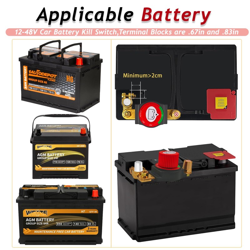 2025 New Top Post Battery Disconnect Switch,12-48V Car Battery Kill