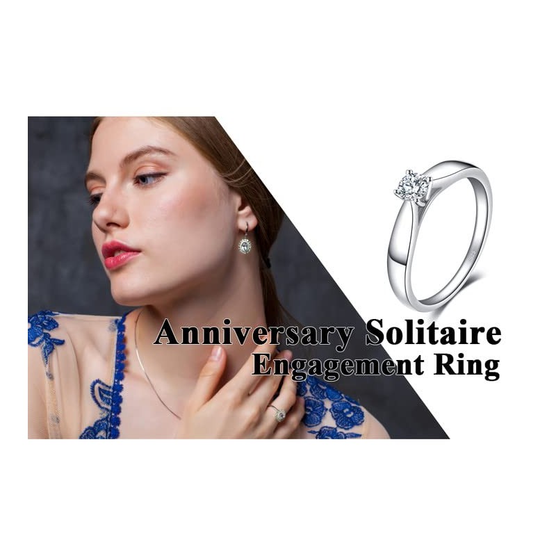 JewelryPalace Classic 0.2ct Cubic Zirconia Solitaire Engagement Rings for Women,