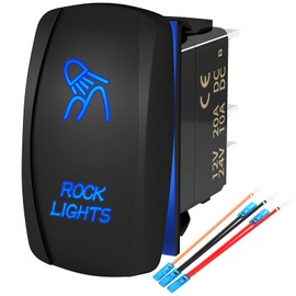 Rocker Light Switch 12V LED Light Bar Rock Light Switch SPST ON Off 5 Pin RZR Rocker with Jumper Wires for UTV Marine Truck Jeep ATV Boat