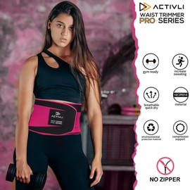 ACTIVLI Workout Sweat Band Waist Trainer for Women - A Perfect Stretchable and Breathable Back Support Belt (Pink, S-M)